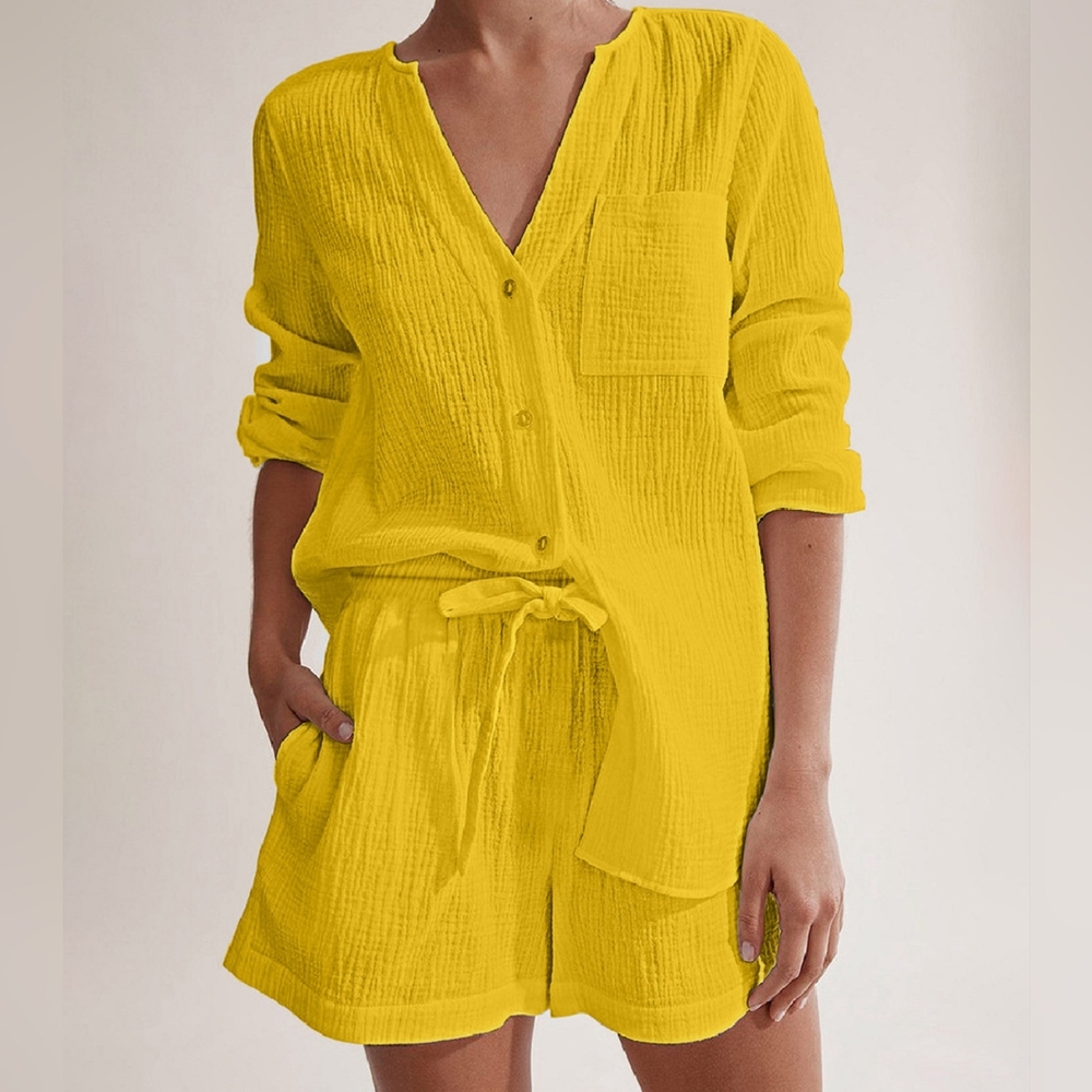 Versatile Notched Top and Shorts Set